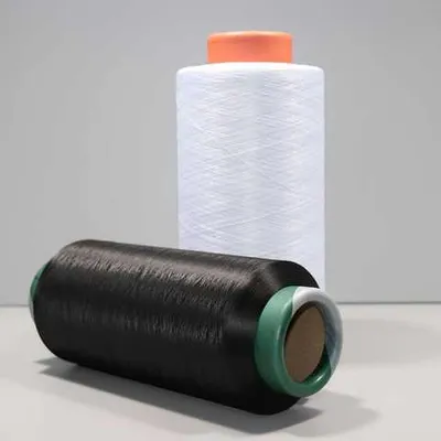 400d Stretch Silk Black Polyester DTY Air Textured Yarn Dope Dyed Color Yarn